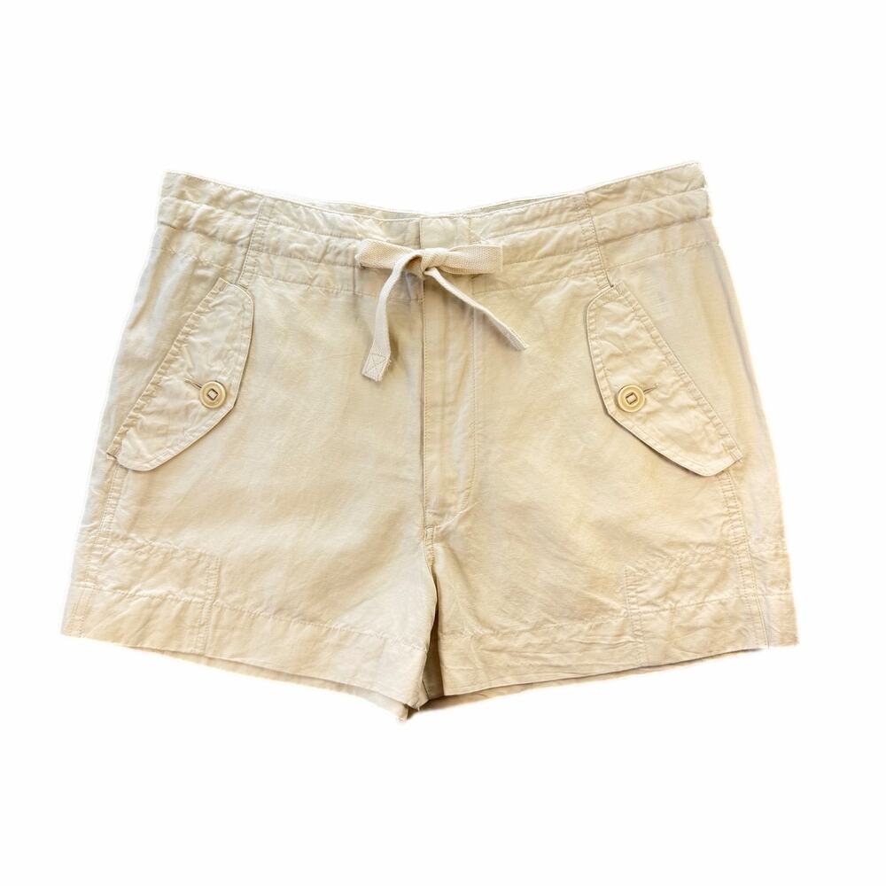 Vince NEW Drawstring Utility Cotton Linen Cream Neutral Casual Summer Shorts